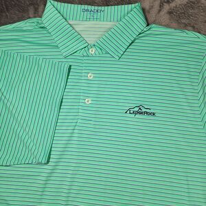 B. Draddy Sport Performance Polo Mens XL LedgeRock Golf Club Mint Green Striped